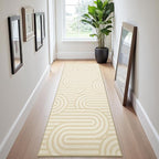 Bavni Washable Runner Rug, Soft Modern Printed Rug Runner, Abstract 2x5 Runners for Hallways, Kitchen, Laundry, Abstract Brown Beige