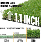 Ottomanson 6'6" x 10' Artificial Faux Grass Rug - Realistic Turf with UV Protection - Perforated for Easy Drainage - Durable, Hose-Off Synthetic Lawn Carpet for Indoor & Outdoor Use, Green