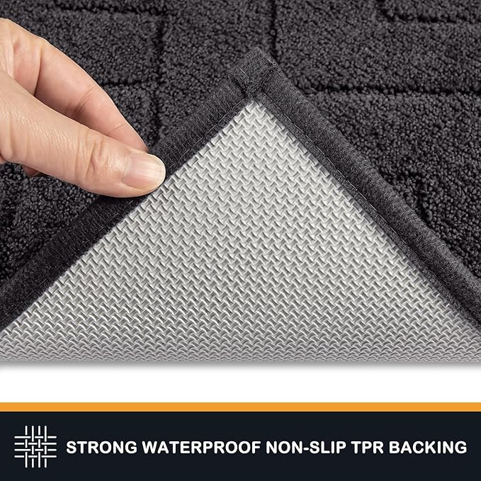 PURRUGS Dirt Trapping Door Mat 20" x 31.5", Non-Slip Machine Washable Entry Rug, Shoe Scraper, Dog Doormat, Super Absorbent Welcome Mat for Front & Back Door, Muddy Wet Shoes & Paws, Charcoal