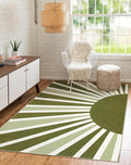 Lahome Green Area Rug: 5'x7 'Ultra-Thin Machine Washable & Non-Slip with Cute Boho Rainbow Sun Print for Living Room, Nursery, Bedroom, Entryway & Office