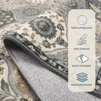 Lahome Moroccan Trellis Area Rug, 2x3 Entryway Rug Non-Slip Washable Indoor Door Mat, Small Oriental Accent Throw Carpet for Bedroom Kitchen Entry Bathroom, Grey