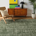 Revival Rugs Soloba 7'10"x10' Washable Area Rug for Living Room Bedroom - 100% Recycled Oeko-TEX Certified, Medium Pile, Green