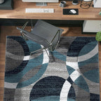 Rugshop Blue Modern Geometric Indoor Small Area Rug, Overlapping Circle Pattern, Fade Resistant, Non-Shedding, for Bedroom, Home Office and Reading Nook, 3'3" x 5'