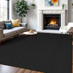 IOHOUZE Washable Area Rug 6x9 Non Slip Rubber Backed Rugs for Living Room, Dining Room Rugs Bedroom Rug, Woven Indoor Floor Carpet for Living Room Nursery Office, Black/Grey
