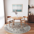 zesthome 8ft Round Rugs for Living Room, Non-Slip Washable Round Area Rugs, Ultra-Thin Large Circle Rugs, Soft Low Pile Rug for Bedroom, Kitchen - Vintage Stain Resistant Round Rug (Brown/Beige,8'x8')