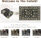 2x3 Washable Entry Rug - Small Entryway Area Rug Non-Slip Door Mat Indoor Entrance Charcoal Black Vintage Floral Kitchen Rug Low Pile Boho Throw Rugs for Entryway Bedroom Bathroom