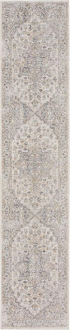 Nourison Home Astra Machine Washable Silver Grey 2' x 6' Area Rug - Easy Clean, Non Shedding, Bed Room, Living Room, Dining Room, Kitchen (6' Runner)