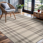 CAMILSON Easy Jute Rug 8x10, Indoor Outdoor Off-White Color Fiber Area Rugs for Entry, Living Room and Bedroom Rug, Checkred Boho Woven Design, Easy-Cleaning, Washable Outside Carpet (8 x 10)