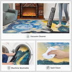 Black Cat Rugs for Bedroom - 6x8 Area Rug - Starry Sky Countryside Rugs for Living Room, Vintage Oil Painting Art Rug, Washable Home Decor Carpet