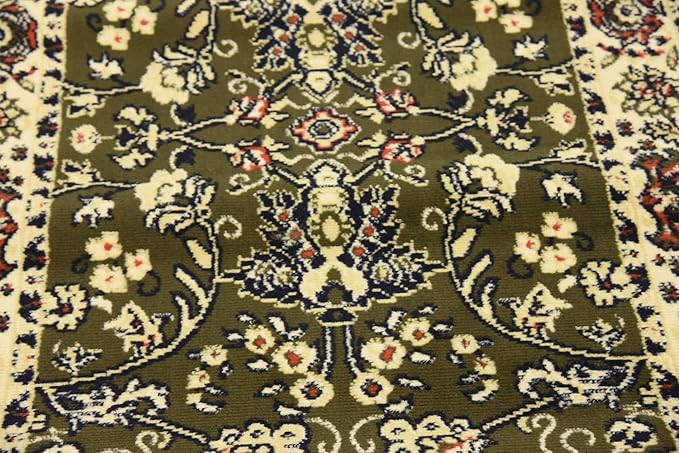 Unique Loom Sialk Hill Collection Area Rug - Washington (3' x 16' 5" Runner Green/Hunter Green)