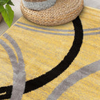 Rugshop Wavy Circles Design Area Rug, Non-Shedding Carpet for Entryway, Bedroom, or Office, Yellow, 3'3" x 5'