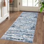 Modern Abstract Runner Rug 2x5, Grey Blue White Washable Entryway Kitchen Runner Non-Slip Soft Hallway Rug Runner Thin Print Faux Wool Carpet for Bedroom Laundry Room Indoor