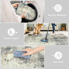 Lahome Modern Abstract Round Rug - 3Ft Small Washable Kitchen Round Area Rug Bedroom 3x3 Circle Mat, Soft Low Pile Non Slip Indoor Throw Carpet for Cabinet Bathroom Home Office, Grey