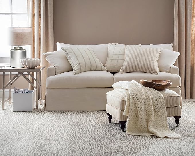 Dash and Albert Temple Wool Area Rug - 5' x 8' Taupe Geometric Hand Micro Hooked Accent Rug - Durable, High Traffic Areas Hallway, Living Room, Stairs