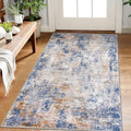 Modern Abstract Small Area Rug Indoor, Grey Blue Orange Multi 3x5 Washable Rug Non-Slip Soft Entryway Rug Kitchen Mats Thin Print Faux Wool Floor Carpet Colorful Throw Rugs for Entrance Bedroom