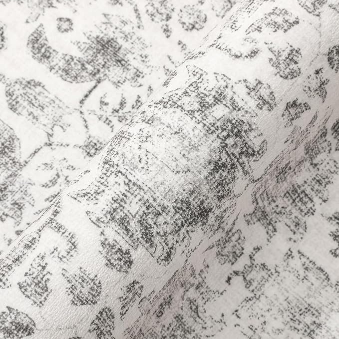Gray Runner Rug 2x6 Hallway Machine Washable Kitchen Vintage Distressed Non Slip Long Carpet Indoor Grey Retro Floral Bedroom Accent Throw Rug for Bathroom Office Laundry Dining Living Room