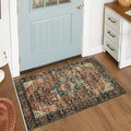 Moynesa Washable Vintage Bathroom Rug, Small Area Rug 2x3 Entryway Rug Indoor Door Mat, Boho Kitchen Rugs Non Skid Non Slip, Non-Shedding Ultra-Thin Oriental Throw Carpet for Bedroom Decor