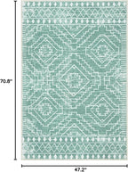 Wonnitar Moroccan Area Rugs 4x6, Sage Green Boho Rug for Bedroom, Washable Ultra-Thin Living Room Throw Mat, Farmhouse Geometric Soft Print Carpet for Nursery Bathroom Kitchen (Mint Green,4'x6')