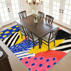 Pop Art Bedroom Rug - Colorful Abstract Color Block Rug, 6x9 Area Rugs, Hippie Aesthetic Funky Non Slip Fade Resistant Large Carpets Home Decor #C010