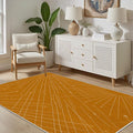Modern Washable Area Rug 3x4, Boho Minimalist Non-Slip Rugs, Abstract Striped Soft Carpet for Living Room Bedroom Nursery Room Home Decor Office, Pet Friendly, Orange Beige