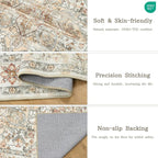 zesthome 9x12 Area Rugs-Washable Rug for Living Room, Non-Slip Backing Rugs, Stain Resistant Rug for Bedroom, Ultra-Thin Low Pile Rugs, Vintage Large Home Decor