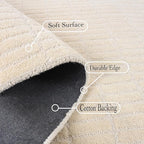 Hand-Tufted 100% Wool Area Rug – Unique Modern Geometric Grid Pattern, Soft Plush Textured Carpet for Living Room, Bedroom, Dining Room & Entryway (Beige, 9' x 12')