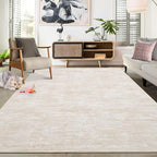 RUGSREAL Area Rug 5x7 Machine Washable Area Rug for Living Room Non-Slip Stain Resistant Modern Abstract Bedroom Rug Contemporary Solid Throw Rug Foldable Accent Floor Carpet for Dining Room, Beige