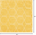 Unique Loom Trellis Frieze Collection Area Rug - Geometric (5' Square, Yellow/ Ivory)