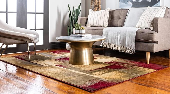 Unique Loom Barista Collection Area Rug - Timor (7' 10" x 10' Rectangle, Multi/ Red)