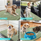 OLANLY Dog Door Mat for Muddy Paws 24x16, Paw Print Design, Absorbs Moisture and Dirt, Non-Slip Washable Doormat, Quick Dry Chenille Mud Mat for Dogs, Entry Indoor Entryway Carpet, Sage Green