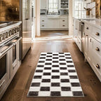EVERGRACE Checkered Plaid Area Rug 2x6, Soft Fuzzy Faux Wool Rugs Washable Anti Slip Rugs Long Runner Rug Carpet for Entryway Bedroom Living Room Hallway Kitchen Dining Room and Laundry Room, Black