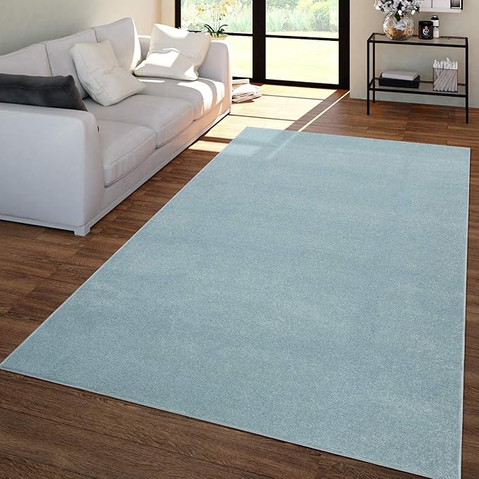Paco Home Solid Area Rug in Light Blue Modern Plain Design, Size: 5'3" x 7'3"