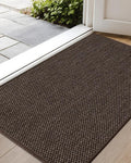 Color&Geometry Ultra-Thin Indoor Door Mat, 27"x59" Low-Profile Non-Slip Entryway Rug with Modern Geometric Texture, Washable Doormat for Entrance, Front Doors, Brown (Rolled-up NO Creases)