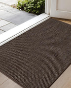 Color&Geometry Ultra-Thin Indoor Door Mat, 27"x59" Low-Profile Non-Slip Entryway Rug with Modern Geometric Texture, Washable Doormat for Entrance, Front Doors, Brown (Rolled-up NO Creases)