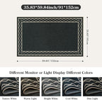 OJIA Easy Jute Front Door Mats Outdoor Rug 3x5 Washable Rugs for Entryway, Wavy Border Black Indoor Outdoor Rugs Non-Slip Doormat Entry Rugs Farmhouse Area Rug for Porch Outside Kitchen Living Room