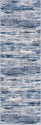 3x8 Modern Abstract Runner Rug for Hallways, Navy Blue Gray Neutral Multi Super Soft Hallway Decor Kitchen Rugs with Non-Slip, Non-Shedding Washable Rug for Entryway Bedroom Indoor