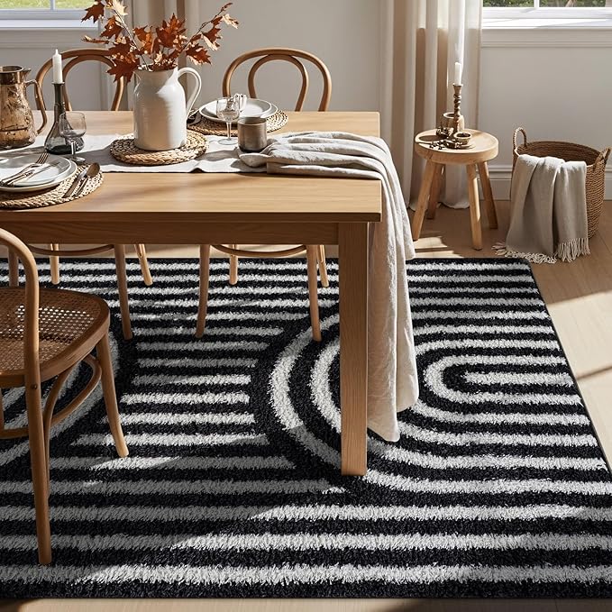 Rugshop Abstract Arch Shag Area Rug Anthracite Dark Gray 7' 10" x 10' Perfect for Large Living Rooms, Dining Areas, or Master Bedrooms