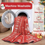 Christmas Area Rug 8x10 Living Room Rugs, Machine Washable Boho Christmas Tree Snowflake Rug Non-Slip Soft Low Pile Holiday Indoor Rugs for Bedroom Kitchen Dining Room Office(Xmas Red, 8'x10')