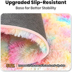 Zentavio Unicorn Rugs for Girls Room 9x12 Area Rugs for Living Room Carpet for Bedroom Washable Soft Fluffy Shag Aesthetic Plush High Pile Rug for Nursery Kids Room Dorm Room Rainbow