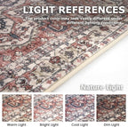 KOZYFLY Runners for Hallways 3x18 Ft Extra Long Washable Faux Wool Thin Runner Rug Printed Stair Carpet for Entryway Bedroom Kitchen Hallway Living Room, Terracotta/Beige