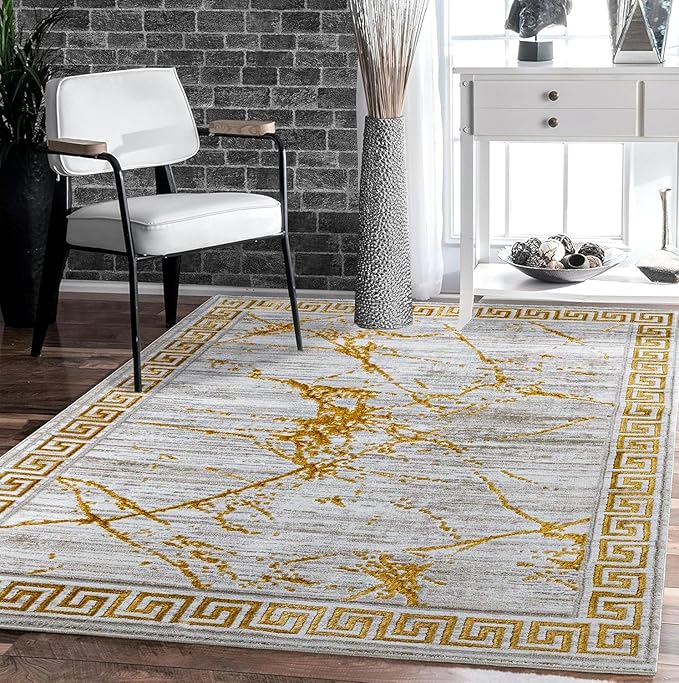 GLORY RUGS Area Rugs Marble 2x3 Cream Gold Carpet Modern Abstract Rug Living Room Dining Bedroom Rug