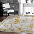 GLORY RUGS Area Rugs Marble 5X7 Cream Gold Carpet Modern Abstract Rug Living Room Dining Bedroom Rug
