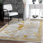 GLORY RUGS Area Rugs Marble 5X7 Cream Gold Carpet Modern Abstract Rug Living Room Dining Bedroom Rug