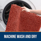 OLANLY Dog Door Mat for Muddy Paws 44x24, Absorbs Moisture and Dirt, Absorbent Non-Slip Washable Doormat, Quick Dry Chenille Mud Mat for Dogs, Entry Indoor Entryway Carpet for Inside Floor, Maple Red