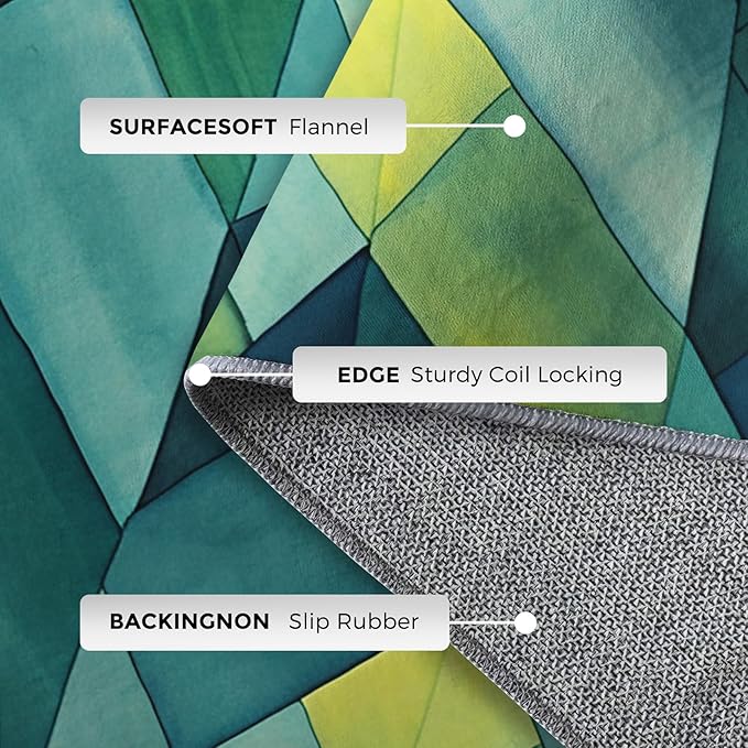 4x6 Geometric Zigzag Rugs for Bedroom Decor, Washable Green Chevron Pattern Area Rug, Living Room Home Decoration, Non Slip Soft Thin, Modern Abstract Geometry Decor Carpet PF-P 49