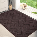 PURRUGS Dirt Trapping Door Mat 32" x 47", Non-Slip Machine Washable Entry Rug, Shoe Scraper, Dog Doormat, Super Absorbent Welcome Mat for Front & Back Door, Muddy Wet Shoes & Paws, Brown