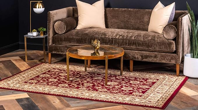 Unique Loom Voyage Collection Traditional Oriental Classic Intricate Design Area Rug (5' 0 x 8' 0 Rectangular, Red/Gold)