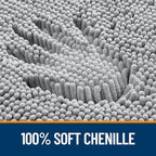 OLANLY Bathroom Rugs 30x20, Extra Soft Absorbent Chenille Bath Rugs, Rubber Backing Quick Dry, Machine Washable Bath Mats for Bathroom Floor, Tub and Shower, Home Decor Accessories, Light Grey
