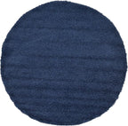 Unique Loom Solid Shag Collection Area Rug (6' 1" Round, Sapphire Blue/ Navy Blue)