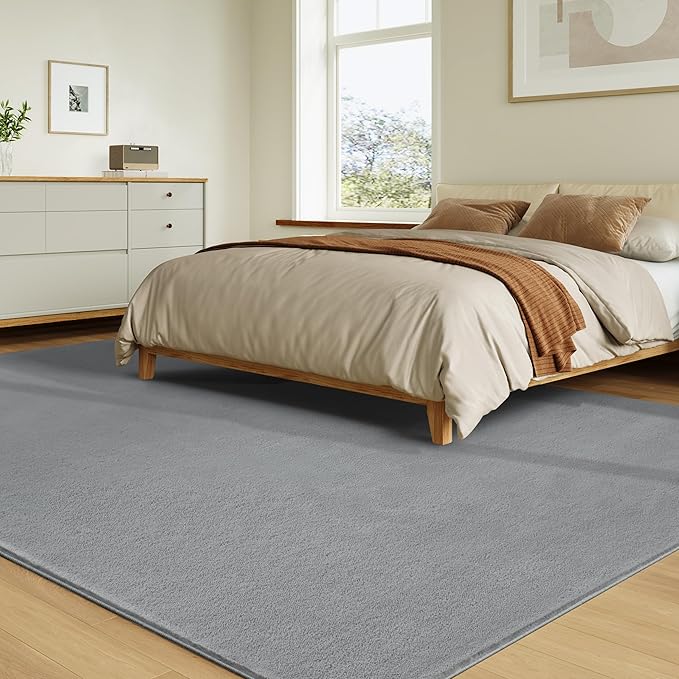 Solid Washable Area Rug - 3x5 Medium Pile Faux Cashmere Carpet for Living Room Bedroom, Grey